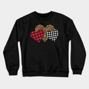 Hearts Leopard Buffalo Plaid Valentines Day 2024 Heart Love Crewneck Sweatshirt